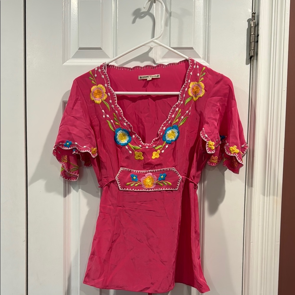 Women's Embroidered Pink Blouse - Nanette Lepore